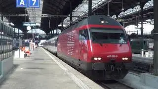 Z&uuml;ge im bahnhof Basel SBB Juli 2013
