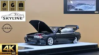 PGM 1/64 日産 スカイライン Nissan GTR R32 フル開閉モデル Metallic Grey 四角台座