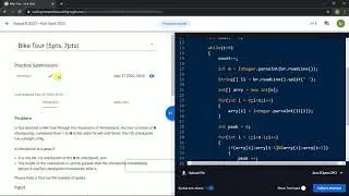 Solving Google KickStart 2020 Round B Problem 1 (Bike Tour) using Java Open JDK