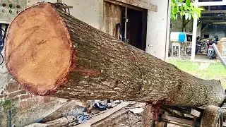 🌳Самый долгий и красивый процесс распиловки красного дерева за этот месяц🌳