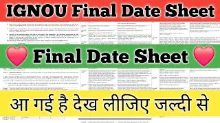 IGNOU Final Date Sheet December 2025 IGNOU December 2025 Final Date Sheet FINAL Date Sheet aa gayi 