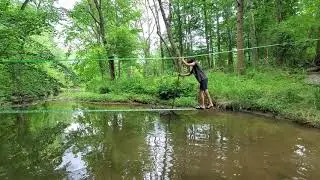 Crossing a creek via slack line. Will I make it?