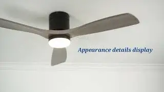 Decorative Solid Wood Flush Mount Ceiling Fan With LED Light 5 Speed Remote Control
