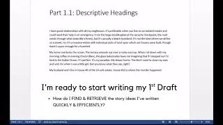 Murder Mystery Write-Along Part 1.1 Technique: How to Write Descriptive Headings for Story Ideas