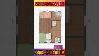 26 x 38 HOUSE PLAN I 26 X 38 GHAR KA NAKSHA I 26 X 38 HOUSE DESIGN | 1000 sqft house design #Shorts
