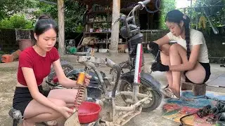 Young Girl Restores and Starts an Ancient Motorcycle Buried in Dirt for Decades 