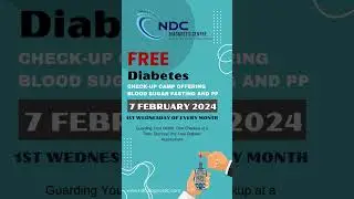 Every 1st Wednesday of month free diabetic checkup at ndc diagnostic centre.