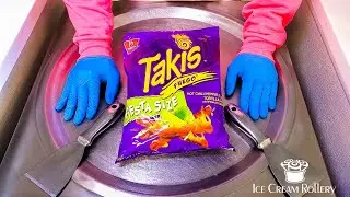 Massive TAKIS Ice Cream Rolls | Takis challenge rolled ice cream asmr