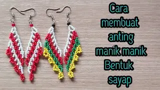 seed beads earring making| cara membuat anting dari manik manik bentuk sayap | anting manik dayak