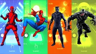 DeadPool 🆚 Spiderman 🆚 Black Panther 🆚 Venom | Marvel Heroes | Tiles Hop Fun Ball