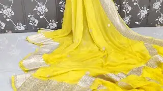 BANARASI PURE KHADDI CHIFFON GEORGETTE SAREE WITH KADHUWA WEAVING BOOTIES@4900/-