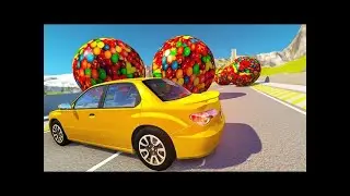 Giant Candy Balls vs Сars | Accidental Moments | Giant Balls Crashes Video