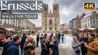 Brussels Walking Tour 2026 - City Center & St. Michael Cathedral (Inside)  | 4K 60fps HDR