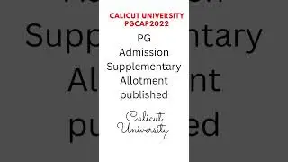 PGCAP2022 |Supplementary Allotment published |Calicut University |PG admission