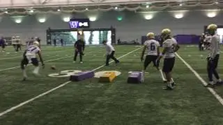 Fumble recovery drill at UW spring practice
