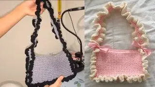 How to crochet ruffle shoulder bag ￼tutorial💕 #crochet #tutorial #rufflebag 