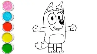 Cute Bluey Drawing, Painting and Coloring For Kids and Toddlers_ How to Draw Bluey