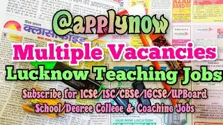 Hiring PRT/TGT/PGT/MTS/Hindi Officer etc‼️Fresh Job Update #lucknow #vacancy #teachingjobs 