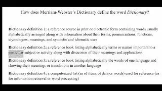 How does Merriam-Webster's dictionary define the word Dictionary?