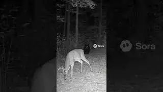 Bear ambush caught on trail cam at night