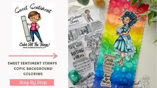 Sweet Sentiment Stamps Copic Background Coloring