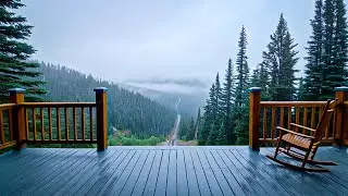 Mountain Porch Rain | Distant Train Soundscape