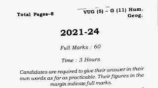 Geography ! core-11 ! honors paper !pyqs ! UG ! graduation Semester-5 (2021-24)session #vbu #viral🥰🙏