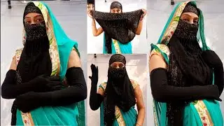 Saree / With / Face Cover / With / Full Hand Gloves / With / Saree Pallu