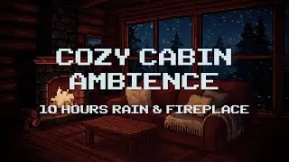 Rainy Pixel Cabin Ambience with Crackling Fireplace | 10h Cozy Pixel Art for Sleep, Study & Relax