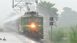 10 In 1 Speedy Trains | Heavy Rain & Thunderstorm | Gonda Burhwal 3rd Line | Indian Railways 