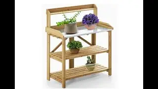 kealive Potting Bench for Outside Foldable Wooden Garden Potting Table - Overview