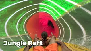 Jungle Raft Water Slide in Water Park Tatralandia Liptovsk&yacute; Mikul&aacute;&scaron; Slovakia, POV 4k