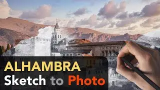 Alhambra, Granada, Spain - Digital sketch and coloring #spain #satisfying #photography