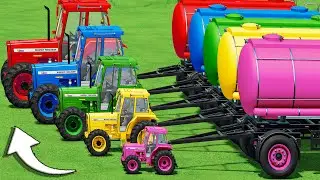 Mini & BIG TRACTORS & vs DEEP MUD & MEGA TANKER - TRACTORS vs PARKOUR! Farming Simulator 22