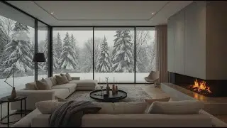A Warm and Quiet Space Overlooking a Snowy Forest | Calm Piano for Study, Focus & Work