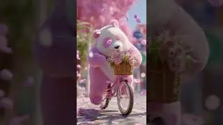 Cute pink panda delivering flowers #cute #panda #pink #trendingshorts #aiart #pinkpanda #flowers