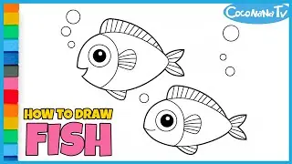 FISH  - How to Draw and Color for Kids - CoconanaTV