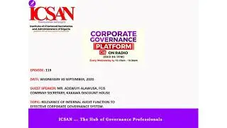 TOPIC: RELEVANCE OF INTERNAL AUDIT FUNCTION TO EFFECTIVE CORPORATE GOVERNANCE SYSTEM