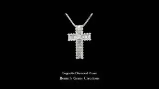 White Gold Baguette Diamond Cross