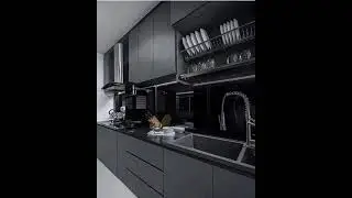 COCINA NEGRA/ CON ESTUFA EMPOTRADAS 👩&zwj;🍳😘😍 #SHORTS