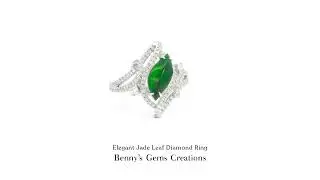 Elegant Jade Leaf Diamond Ring
