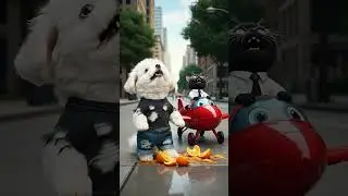 Poor dog builds a car from orange peels...until a Transformer shows up #dog #animal #transformers