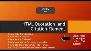 How to add HTML Quotation and Citation Elements