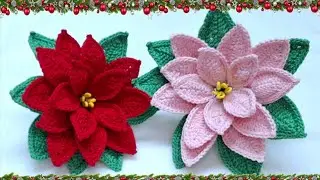 🌲 FLOR DE NOCHE BUENA A CROCHET  / TEJIDA FACIL  / TUTORIAL PASO A PASO 🌲