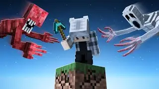 Beating Minecraft ONE BLOCK With EVERY Horror Mod