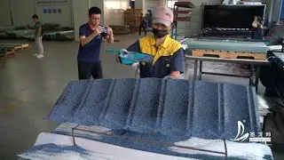 Making A Sample of Stone Coated Metal Roof Tile by Hand