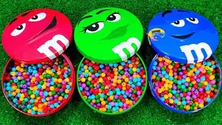 Full of 3 Rainbow Bath Tubs Candy with M&M's & Magic Slime Cutting Video