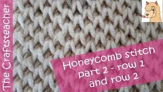 Knitting: Honeycomb brioche stitch or Beecell or Hexagon stitch - part 2. Row 1 and row 2
