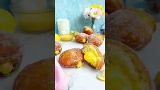 Best Fluffy Lemon Curd Donuts Recipe | Easy & Delicious! #shorts #lemoncurddonuts #summerdessert