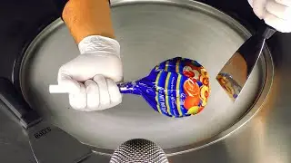 ASMR - Chupa Chups Jumbo Lollipop Ice Cream Rolls | Candy crushing to rolled Ice Cream - fast ASMR